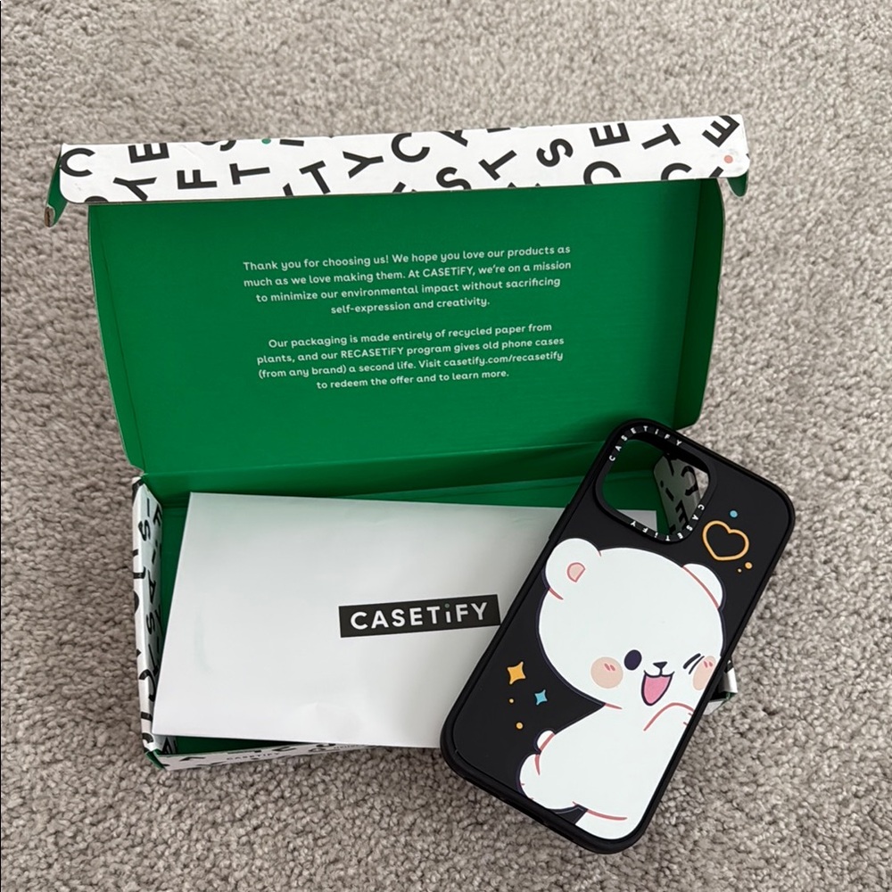 New MilkMochaBear x Casetify Black and White Bear iPhone 16 Pro Max Case